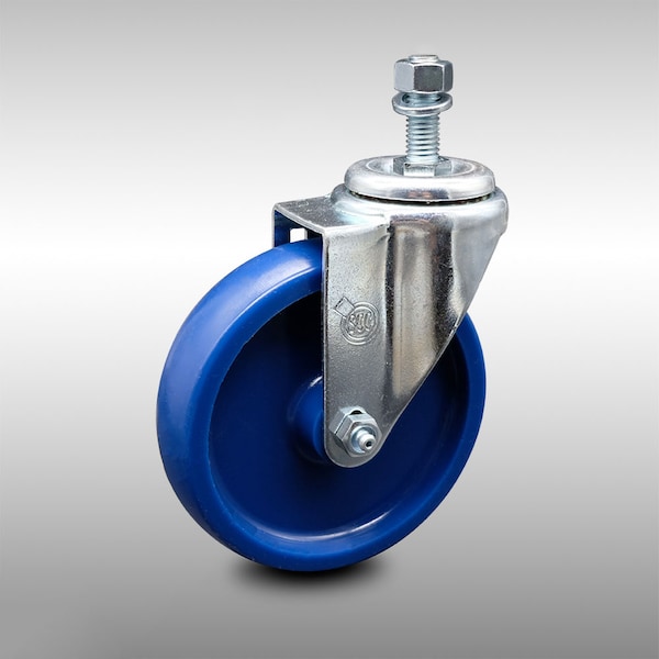 5 Inch SS Solid Polyurethane Wheel Swivel 1/2 Inch Threaded Stem Caster SCC